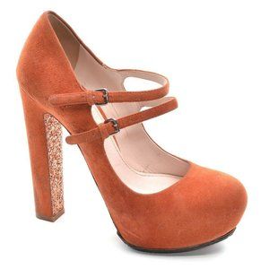 Miu Miu by Prada Tangerine Mary Jane Buckle Pumps 36